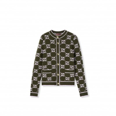 GUCCI GG WOOL BOUCLÉ JACQUARD CARDIGAN 713300